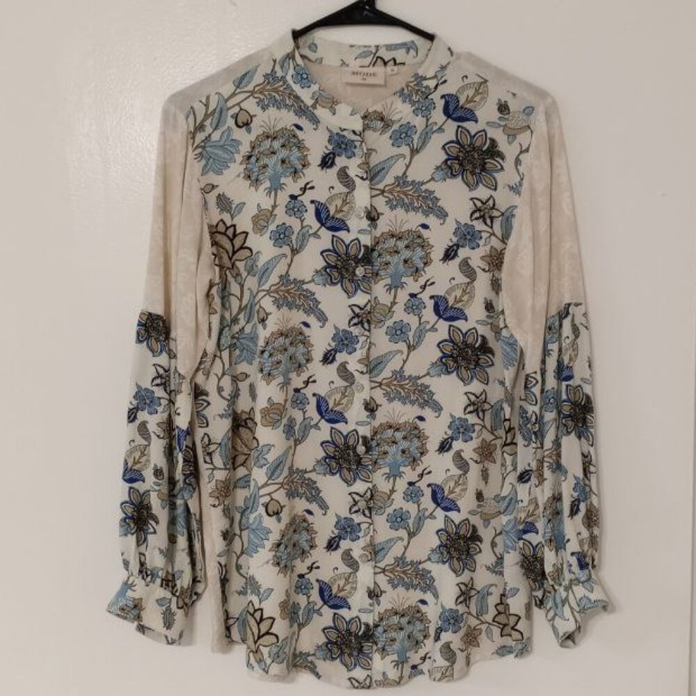 Mode Calcutta Women's Mixed Print Floral Blouse, 100% Viscose, Size S